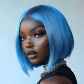 Short Ice Blue Straight Cosplay Bob Wig